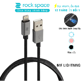 Cáp sạc Rockspace dây dù đầu kim loại chuẩn MFI dành cho iphone