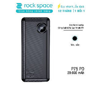 Sạc dự phòng Rockspace P75 20.000 mAh  63W sạc nhanh chuẩn PD